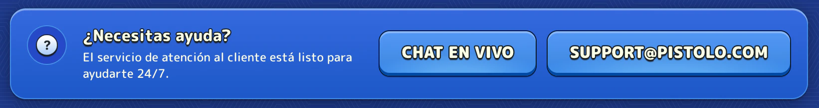 Atención al cliente 24/7 y chat en vivo en Pistolo Casino